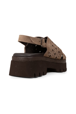 Deery Kadın Hakiki Süet Vizon Rengi Sandalet - 22302zvznc01