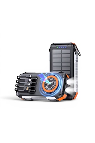 Ultratekno Fc-30 Solar Powerbank 30000 Mah 22.5w Hızlı Şarj 15w Kablosuz Şarj Güneş Panelli Led Fenerli Powerbank Siyah