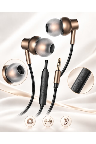 Hi-res 3.5 Mm Aux Kablolu Kulak İçi Kulaklık 3d Surround Stereo Ses 14.2mm Sürücü Mikrofonlu Manyetik Kulaklık