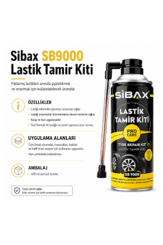 Sibax Sb9000 Lastik Tamir Spreyi 400 Ml Patlak Lastik Şişirme Ve Onarım Kiti