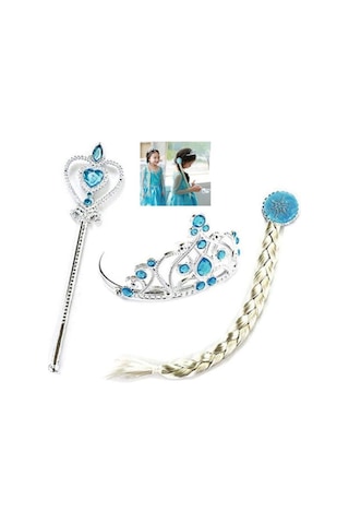 Frozen Elsa Saç Taç Asa Set 3lü Msc264 1-12 Yaş