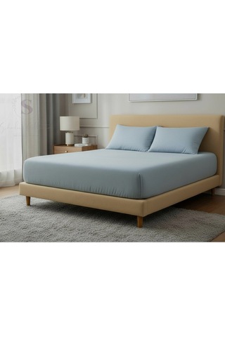 Shules Collection Mavi Çift Kişilik Çarşaf+yastık Seti %100 Pamuk Mavi