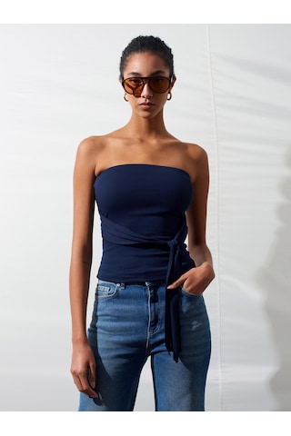 Dilvin 32841 Bağlamalı Bandeau Top-k.lacivert