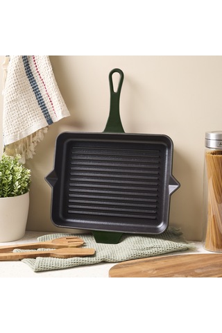 Aryıldız Duo Cast Grill Tava Fesleğen 26x32 Cm Renkli