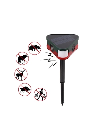 Ayt Powermaster Pm-26949 Mikrofonlu Sesli Hayvan Kovucu Alarm Cihazı Solar Güneş Enerjili Panelli Vahşi Hayvan Kovacağı