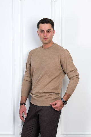 Woolen World Sıfır Yaka Regular Fit Desenli Erkek Kazak 001