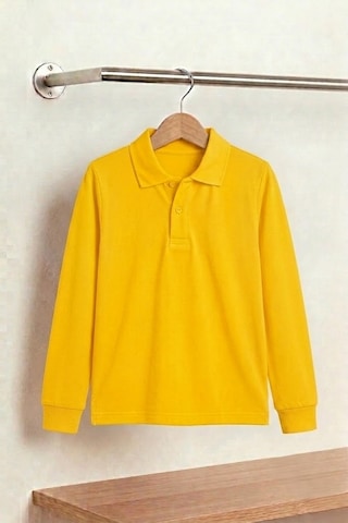 Nacar Store Unisex Çocuk Uzun Kollu Polo Yaka Lakost Okul Tişörtü Ümiteks Sarı