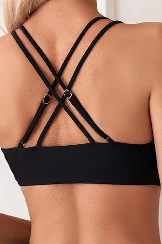 Angelsin İki Ayarlanabilir Askılı Bikini Üstü Çıkartılabilir Kaplı Siyah