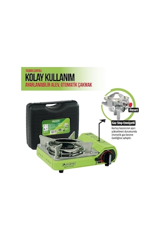 Orcamp Tekli Çantalı Mini Portatif Ocak Yeşil Ck-506 Yeşil
