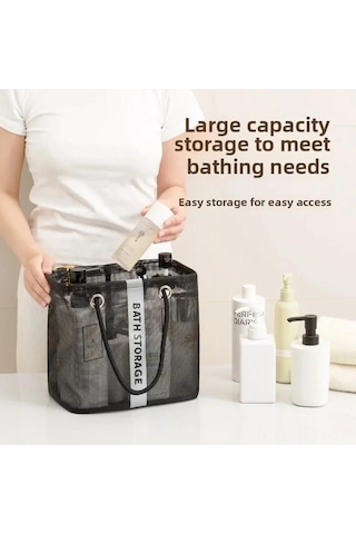 Tenfowee Sıvama Malzemeleri İçin Geniş Kapasiteli, Çarpık Gözlü, Katlanabilir Siyah Kısa Tip Duş Organizer Sepeti Diğer