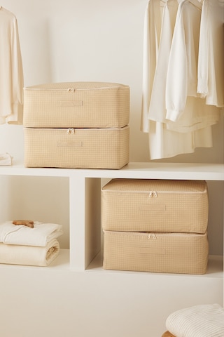 Home Wave 4'lü Orta Boy Bej Pötikare Hurç Set 52 x 28 x 21 cm