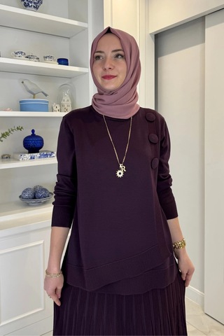 Rabia Şamlı Rana Triko Takım Mürdüm Normal