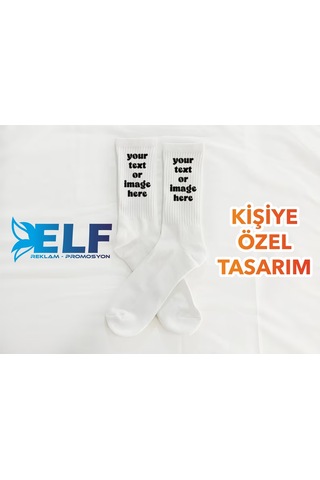 Kişiye Özel Baskılı Çorap Beyaz
