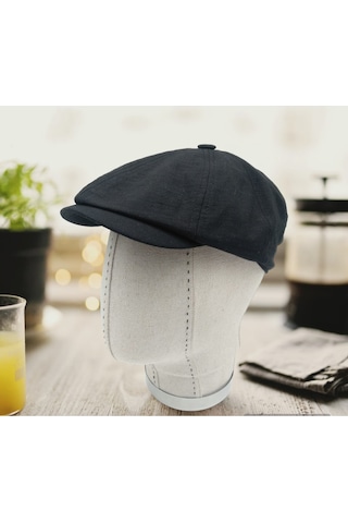 Shopiolog Erkek Siyah Keten Kasket Şapka Ilkbahar Yaz Men Linen Hat Siyah
