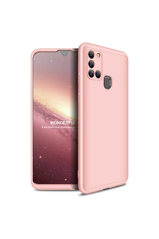 Samsung Galaxy Uyumlu A21S Kılıf Zore Ays Kapak-Rose Gold