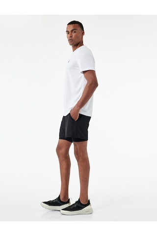 Koton Slim Fit Cep Detaylı Paraşüt Kumaş Beli Lastikli Taytlı Spor Şort Siyah 6wam40005nw Siyah