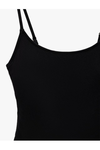 Koton Astarlı Hafif Destekli Dokulu İnce Askılı Fit Mayo Siyah 5sak20016mm Siyah