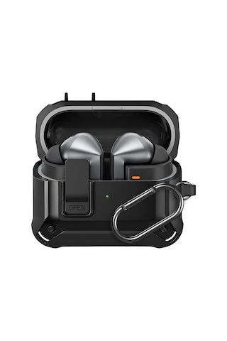 Galaxy Buds 3 Pro, Buds 3 Ve Buds 3 Fe İle Uyumlu Mandallı Kapak Kilit Sistemli Mat Dokulu Darbelere Dayanıklı Premium Silikon Kılıf