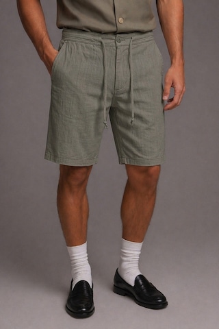 Tarz Cool Erkek %100 Pamuk Linen Şort Bağcıklı Rahat Kesim Yazlık Şort Haki