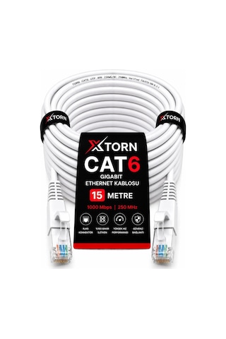 Torn Cat6 Ethernet Kablosu 15 Metre Rj45 Lan İnternet Modem Router Bilgisayar Kablosu
