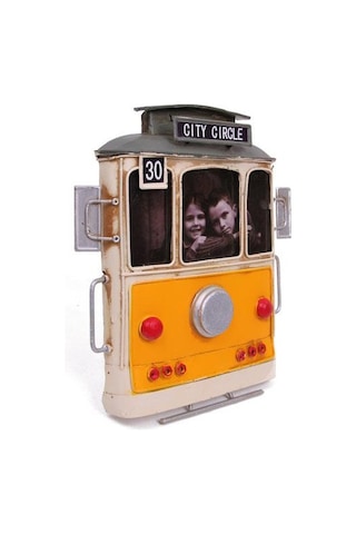 Kenpazar Dekoratif Metal Çerçeve Tramvay Temalı Vintage Hediyelik