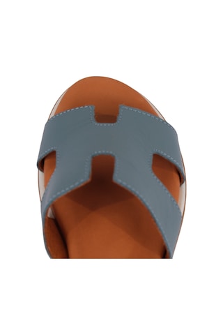 Napa Shoes Kadın H Kesimli Düz Taban Hakiki Terlik Napa-1202 Mavi