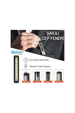 Jenerik Type-c Girişli Mıknatıslı Şarjlı Cep Feneri Wt-333 Çok Renkli