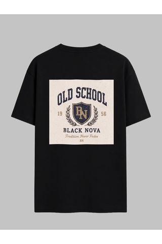 Black Nova Oversize Baskılı Unisex Tişört Back To The School Black Siyah