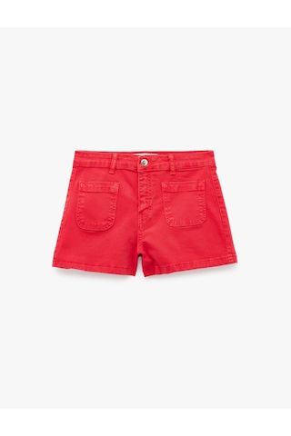 Koton Cep Detaylı Normal Bel Pamuklu Slim Fit Mini Şort Kırmızı 6sal40132mw