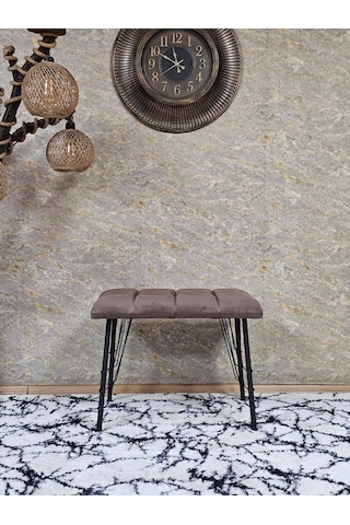 Zafir Metal Siyah Tel Ayaklı 60 Cm Puf Bench - Puf - Bench - Oturak - Mutfak Oturağı - Antre Oturağı Kahverengi