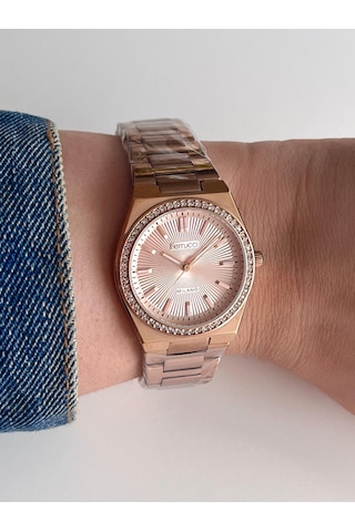 Ferrucci Fc73894 Zirkon Taşlı Şık Çelik Kordon Ve Kasa Kadın Kol Saati Rose Gold