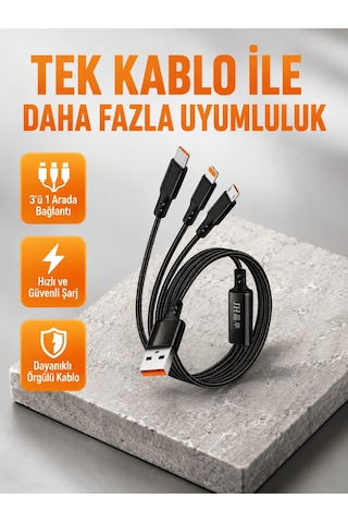 Shnstore 3 Ü 1 Arada Şarj Kablosu Type-c iOS Android Uyumlu Hızlı Ve Güvenli Şarj Shntknd0720 Elektronik Elektronik Xml Şarj Aleti Xml