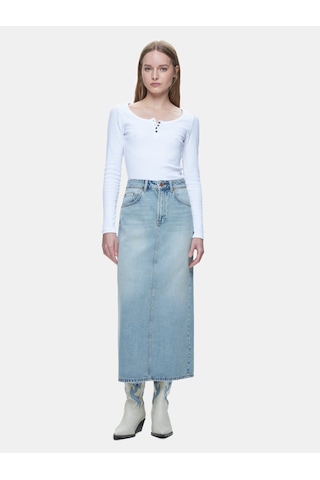 LTB Danıca Skırt Uzun Boy Jean Mid Indigo Etek Mavi