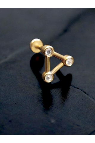 Üçgen Model Zirkon Taşlı Helıx Tragus Conch Piercing