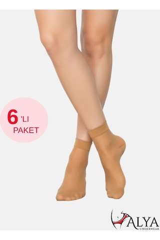 Alya Underwear Kadın Parlak Soket Çorap, 15 Den, Fit - 6'lı Paket Ten 57 6'lı