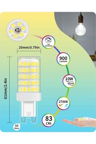 /nn/g9 Led Ampul Soğuk Beyaz, 10w G9 Ampul 6000k, 6'lı Paket