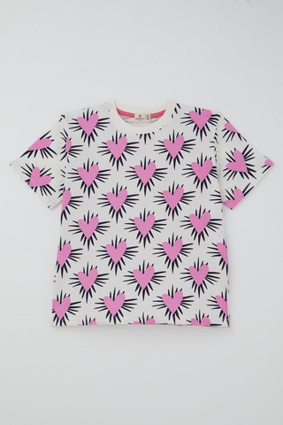 Paty Kıds Breeze Kız Çocuk Pijama Takımı Kısa Kollu Kalp Desenli 8-12 Yaş, Ekru