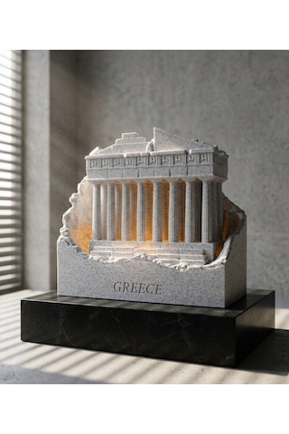 Dünya Mirasları Led Işıklı 3d Dekoratif Yapılar Koleksiyonu Yunanistan Parthenon Gri