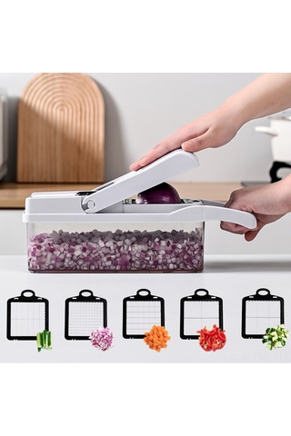 Symbee Mutfakta Hızlı Kesim İçin Çok Fonksiyonlu Sebze-meyve Dilimleyici, 26 Parça Set Siyah-beyaz - Dilimleme, Küpleme, Rendeleme Diğer