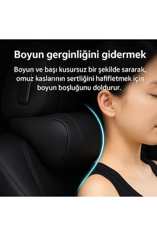 Polham Ergonomik Premium Araç Boyun Yastığı Delikli Nefes Alabilen Yapı, Tüm Araçlara Uyumlu, Ortopedik Yastık Siyah