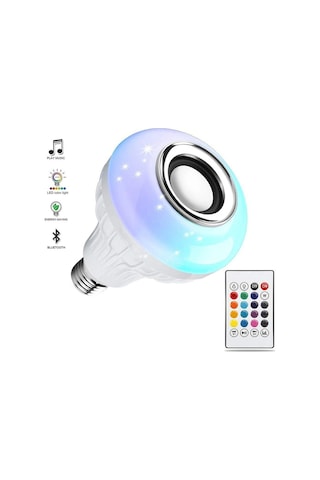 Rgb Bluetooth Hoparlörlü Led Ampul 500 Lümen E27 Kumandalı