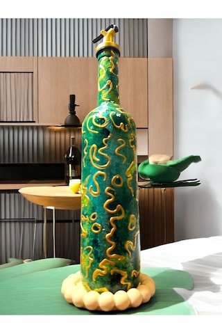 El Yapımı Altın Varaklı Yağdanlık Tasarım Sunum Standı İle Şık Mutfaklar Ve Sofralar Yeşil