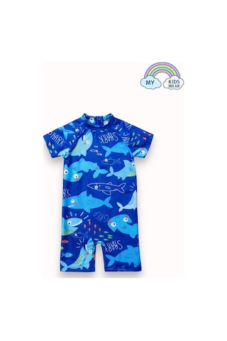 My Kids Wear Erkek Çocuk Deniz Kombini 3 Lü Set Mayo, Havlu Ve Bone 12582 Gri - Turuncu