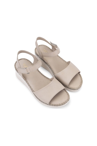 Tamer Tanca Kadın Hakiki Deri Bej Comfort Sandalet 1107 108 Bn Sndlt Y25 Bej Dr Bej