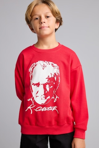 Defacto Atatürk Baskılı Bisiklet Yaka Sweatshirt Erkek Çocuk I6566a826wnrd282 Kırmızı-rd282