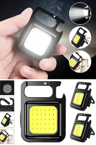 Mobee Mini Led El Feneri Su Geçirmez Şarjlı El Feneri Taşınabilir Kamp Feneri Cep Anahtarlık Siyah