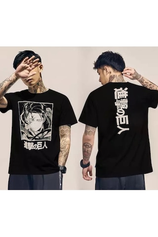 Noıssey Wed Hunors Sportswear & Company Siyah Renk Attack On Titan Levi Ackerman Unisex Anime T-shirt