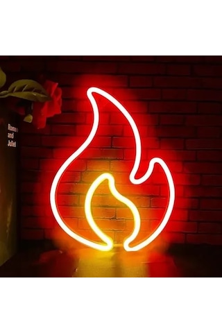 Duvara Asmalı Neon Alev Işık Çok Renkli