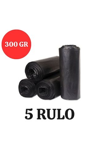 Kalın Çöp Torbası 300 Gr X 5 Rulo Jumbo Endüstriyel Çöp Torbası 80x110 Cm Siyah Çöp Poşeti