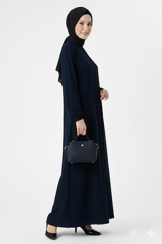 Medine İpeği Mevlana Kesim Cepli Kuşaklı Bol Ferace 4000-lacivert Lacivert